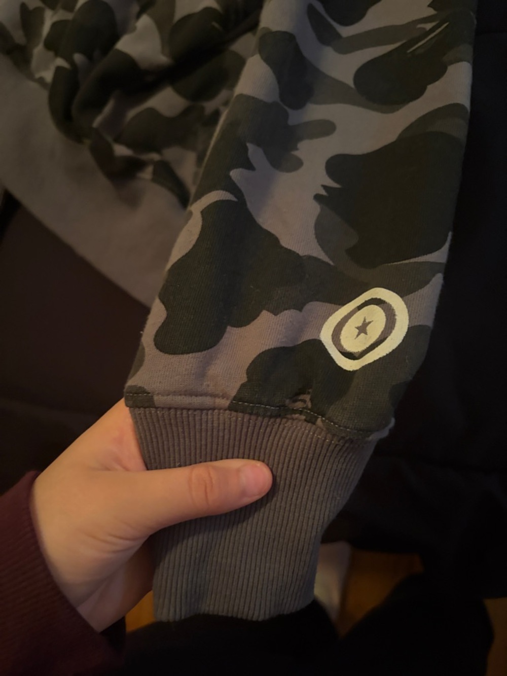 Bape Gray and Black Camo Hoodie - Picture 6 of 7